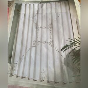 BATTENBURG LACE SHOWER CURTAIN WITH VALANCE 100% COTTON WHITE NEW VINTAGE